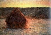 Claude Monet hay stack at sunset,frosty weather oil painting reproduction